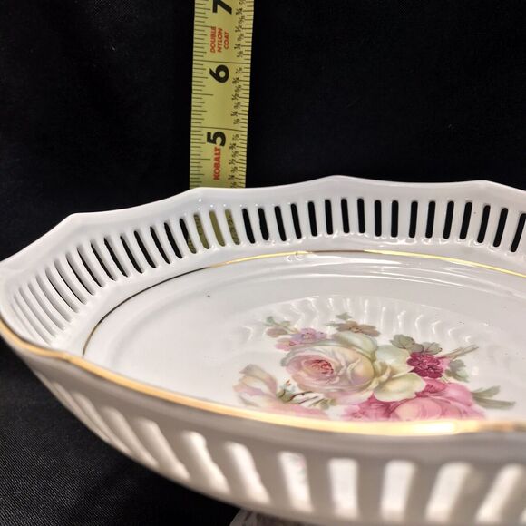 Schwarzenhammer Bavaria West Germany Pedestal Compote Pierced Lace Reticulated - Picture 11 of 12
